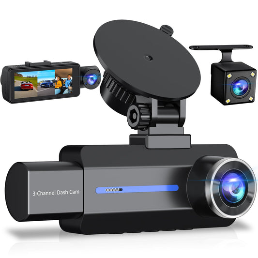 FleetShield 3-Channel Dash Cam (2K Front + Interior Infrared + Rear) - view 1