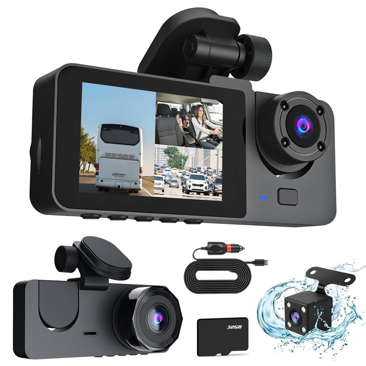 The Night Shift Shield Kit - FleetShield 3-Channel Dash Cam view 2